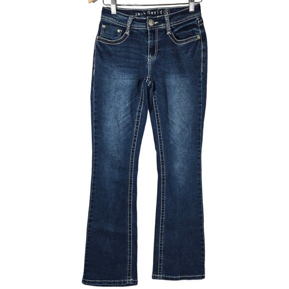 Jack David Mid‎ Rise Stretchy Embellished Contrast Stitched Denim Jeans 5 - Picture 1 of 14